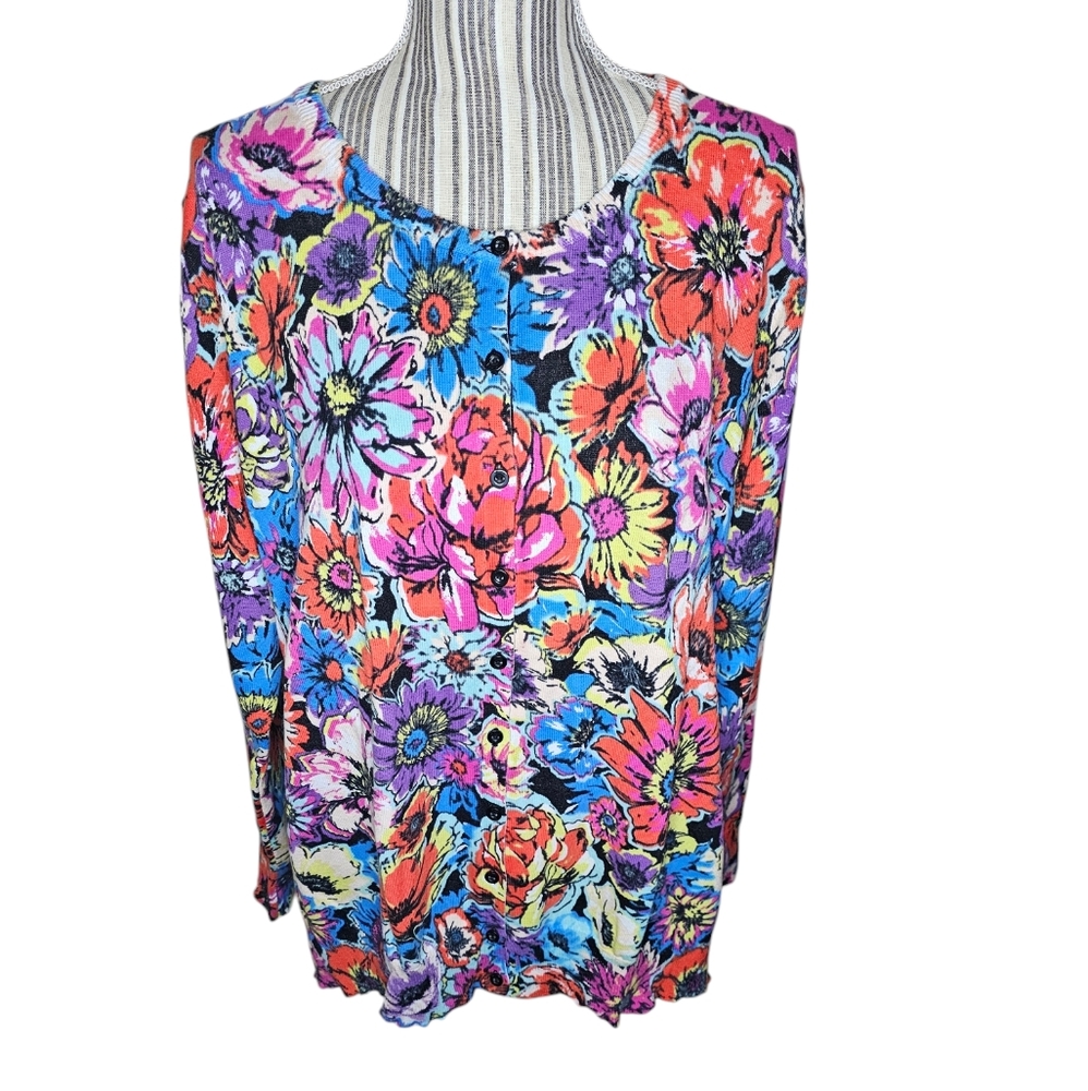 Jessica London Women's Pink Floral long-sleeved Cardigan Size 22/24